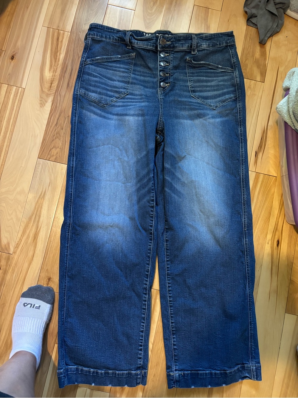 torrid Dark Blue High-Rise Wide Leg Jeans with Button-Fly